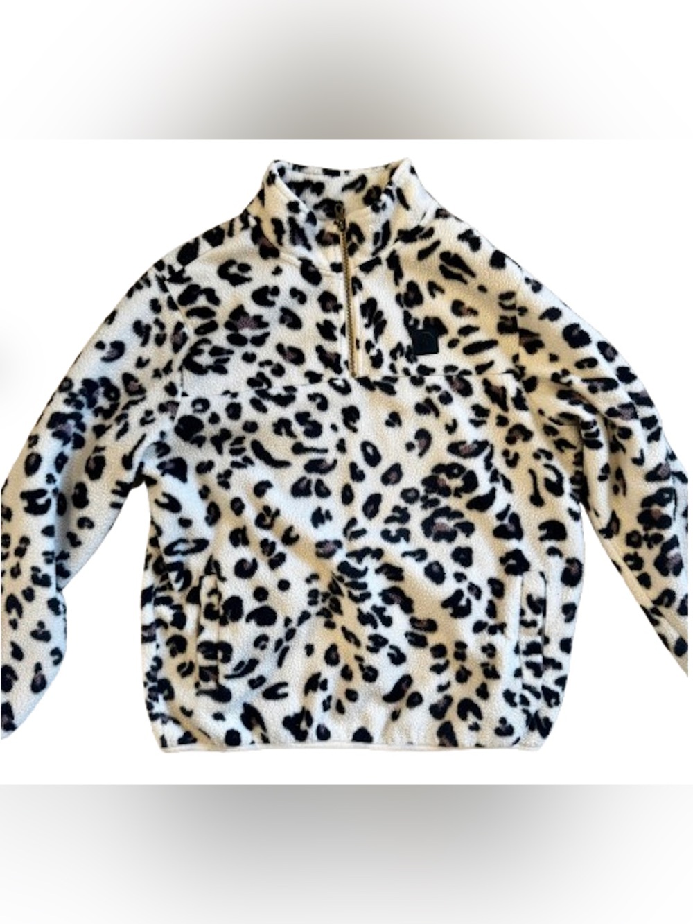 Volcom Black & Cream Leopard Fleece Quarter-Zip
